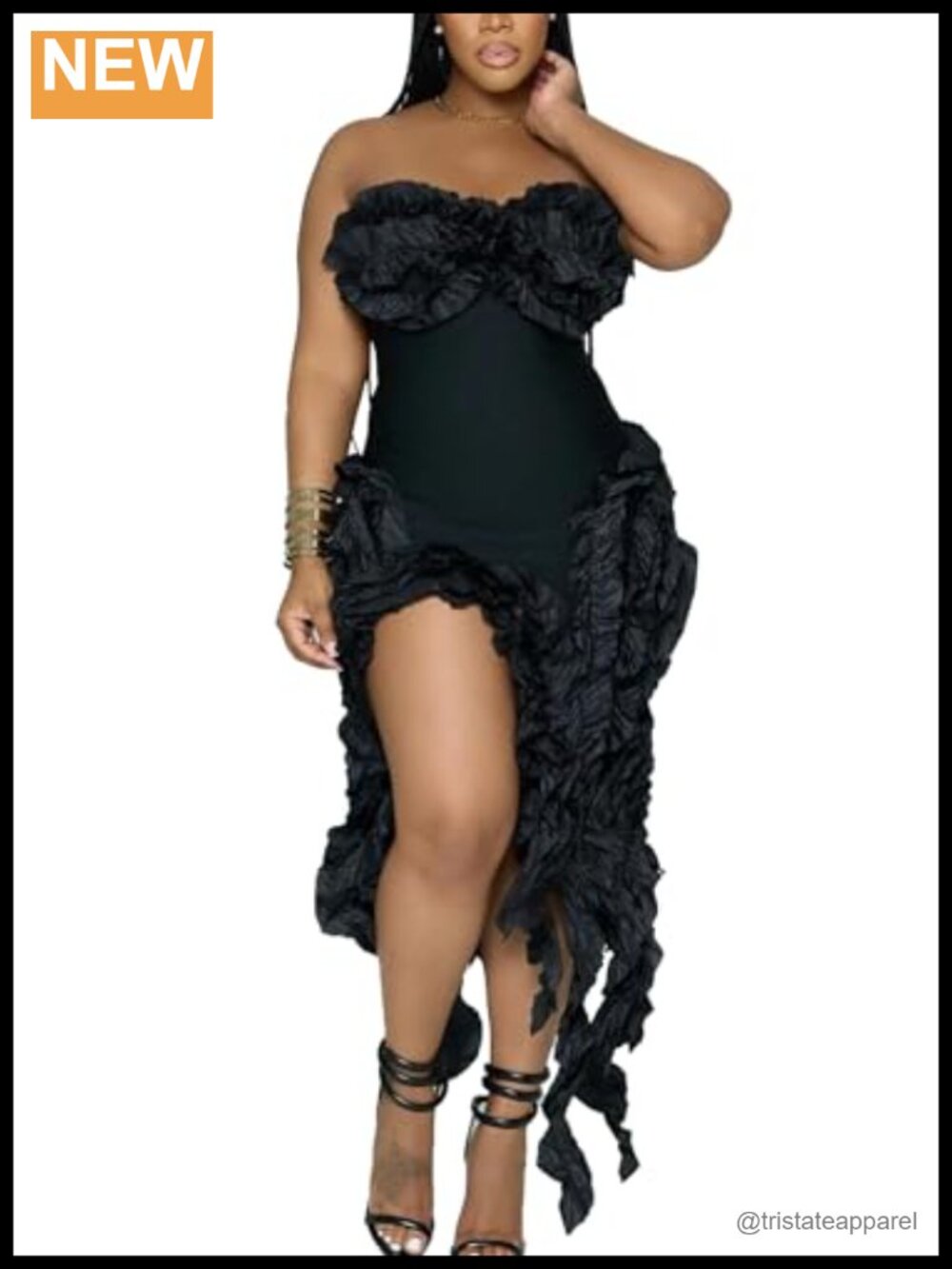 Sexy Strapless Bodycon Corset Ruffle Cocktail Dress